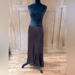Lauren Ralph Lauren Chocolate Silk Skirt NWT